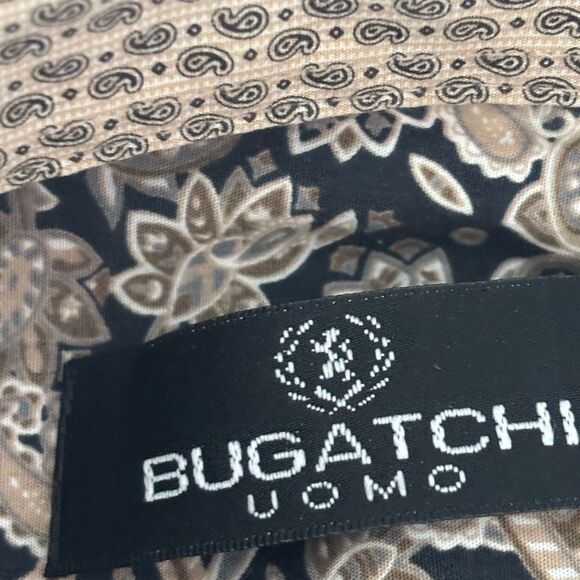 Bugatchi Beige and Black Paisley Shirt - Picture 2 of 5
